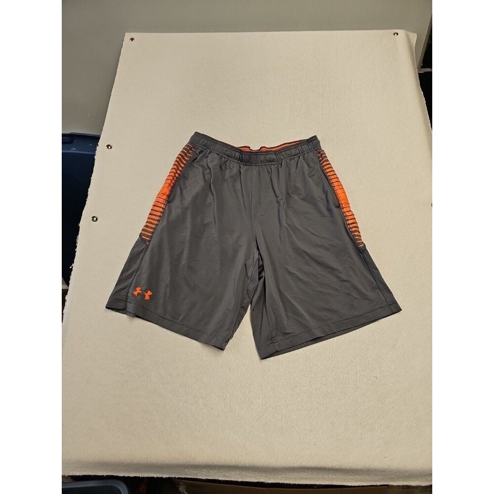 Under Armour Boys MK-1‎ Shorts Training Activewear Gray Oarnge Sz L
